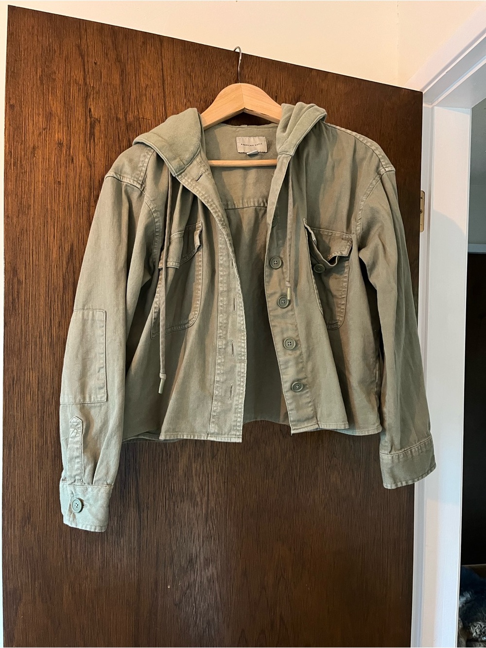 American Eagle Outfitters Olive Green Hooded Utility Jacket